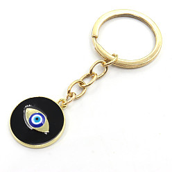 Evil Eye Сплав брелок, плоско-круглые, чёрные, злые глаза, 8 см