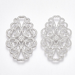 Платинированный Латунь филигрань столяры ссылки, овальные, без никеля , Реальная платина, 32x20x1 мм