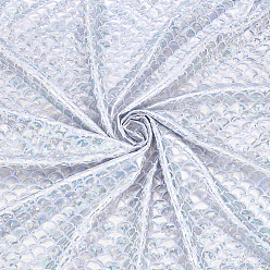 Серебро Полиэфирная ткань с рисунком рыбьей чешуи, для аксессуаров одежды, серебряные, 1000x1580x0.2 мм