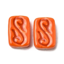Orange rot Manuell Porzellan Perlen, handbemalte Keramikperlen, Rechteck, famille rose Porzellan, orange rot, 22.5~23.5x15.5~16.5x8.5 mm, Bohrung: 1.5~1.6 mm