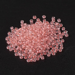 Light Coral 11/0 Grade A Round Glass Seed Beads, Transparent Inside Colours, Light Coral, 2.3x1.5mm, Hole: 1mm, about 48500pcs/pound