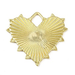 Настоящее золото 18K Текстурированные латунные подвески, долговечный, без кадмия и без свинца, стойки покрытие, сердце, реальный 18 k позолоченный, 29x32x1.5 мм, отверстие : 5.5x7 мм