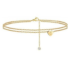 Letter C Браслеты на лодыжку из латуни с хрустальными стразами, золотые, буква С, 9-1/8 дюйм (230 мм)