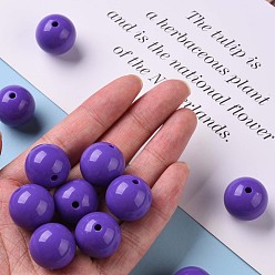 Medium Slate Blue Opaque Acrylic Beads, Round, Medium Slate Blue, 20x19mm, Hole: 3mm, about 111pcs/500g