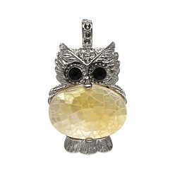 Yellow Shell Natural Yellow Shell Pendants, Owl, 45x25mm