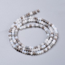 Gray Faceted Glass Beads Strands, Frosted, Rondelle, Gray, 2.5~3.2x1.8~2.6mm, Hole: 0.8mm, about 185~186pcs/Strand, 15.55~15.75 inch(39.5~40cm)