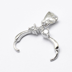 Платина Антикоррозийное покрытие родием 925 подвеска из стерлингового серебра с микропаве из кубических цирконий, ледоруб и щепотку поручительств, платина, 14x16x3 мм, отверстие : 3x4.5 мм, штифты : 0.7 мм