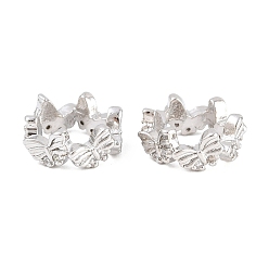 Платина Бабочка, латунные прозрачные бусины из кубического циркония, европейские бусины, бусины с большим отверстием, без кадмия и без свинца, стойки покрытие, долговечный, платина, 11x5 мм, отверстие : 9 мм