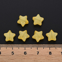 Yellow Imitation Jelly Acrylic Beads, Star, Yellow, 9x9.5x5.5mm, Hole: 2.5mm, about 2050pcs/500g