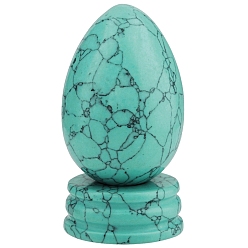 Синтетическая Бирюза Синтетические бирюзовые фигурки в форме яйца, для домашнего украшения рабочего стола, 25~30x25~30x45 мм