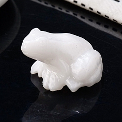 Белый Нефрит Резные фигурки целебных лягушек из натурального белого нефрита, Украшения из камня с энергией Рейки, 37x32x25 мм