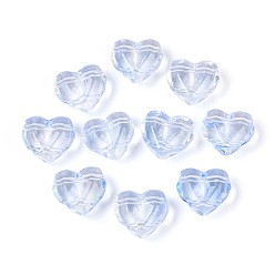 Васильковый Прозрачные стеклянные бусины, сердце, граненые, с блеском порошок, васильковый, 13x14.5x8 мм, Отверстие : 1.4 мм & 1.5 мм, Около 606 шт / 1000 г