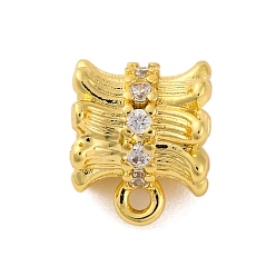 Настоящее золото 18K Поручни из латуни с покрытием из латуни, микро паве, кубический цирконий, петля под залог, долговечный, без свинца и без кадмия, колонка, реальный 18 k позолоченный, 10x8.5x8 мм, отверстие : 1.2 мм, внутренний диаметр: 4 мм