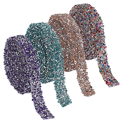 (52) Непрозрачная лаванда 8m 4 цвета горячая фиксация отделка стразами, сверкающая лента со стразами, для аксессуаров костюма, пояс украшение, разноцветные, 15x2 мм, 2 м / цвет