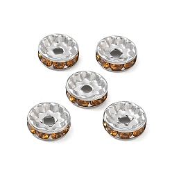Geräucherter Topaz 304 Edelstahl Rhinestone-Spacer Perlen, flache Runde/Scheiben, Edelstahl Farbe, geräucherter Topaz, 10x3 mm, Bohrung: 2 mm