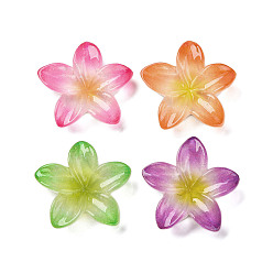 (52) Непрозрачная лаванда Непрозрачные кабошоны из смолы, цветы, разноцветные, 27x28.5x6 мм