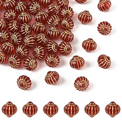 Красный 60 акриловые бусины с покрытием, металла обвитые, фонарь, красные, 14x13.5 мм, отверстие : 1.6 мм