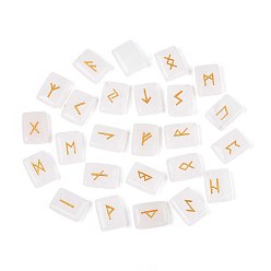 Хрусталь 25 шт. прямоугольные рунические камни из натурального кварцевого кристалла с гравировкой алфавита Старшего Футарка, 19.5~20x15x5.5~6 мм