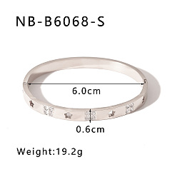 Нержавеющая Сталь Цвет 304 браслеты из нержавеющей стали с паве из кубического циркония, шарнирные браслеты для женщин, звезда, цвет нержавеющей стали, внутренний диаметр: 2-3/8 дюйм (6 см)