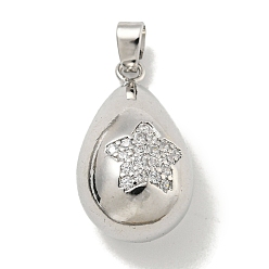 Звезда Покрытие стойки латунь микропаве прозрачные подвески из кубического циркония, с целью перехода в кольце, без кадмия и без свинца, долговечный, слеза, звезда, 24.5x14x13~13.5 мм, отверстие : 5.5x3.5 мм