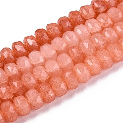 Коралловый Нити из бусин с эффектом кракелюра, имитирующие нефрит., рондель, граненые, коралл, 7.5~8x5~5.5 мм, отверстие : 1.4 мм, около 70~71 шт / нитка, 14.57~14.76 дюйм (37~37.5 см)