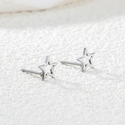 Серебро 201 полые серьги-гвоздики из нержавеющей стали в форме звезды, серебряные, 8 мм