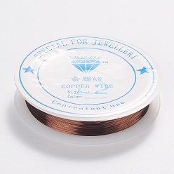 Chocolate Round Copper Jewelry Wire, Nickel Free, Chocolate, 32 Gauge, 0.2mm, about 114.82 Feet(35m)/roll