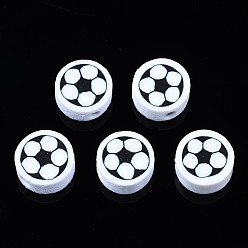 Белый Бусины из полимерной глины , для поделок ювелирных изделий, плоско-круглые, белые, 9.5x4.5 мм, отверстие : 1.8 мм