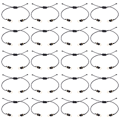 Black 20Pcs Waxed Polyester Cord Bracelets Making, with Handmade Polymer Clay Bead, Golden, Black, 11-1/4 inch(28.5cm)