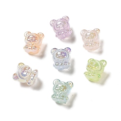 Mixed Color UV Plating Rainbow Iridescent Acrylic Beads, Baby Girl with Bear Clothes, Mixed Color, 17.5x16.5x14mm, Hole: 3.5mm