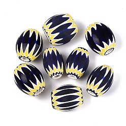 Azul de Medianoche Cuentas de barril de vidrio millefiori hechas a mano, cuentas de chevrón, azul medianoche, 45~50x25~36 mm, agujero: 2~13 mm