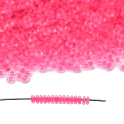(971) Opaque Neon Pink-Lined Matte Crystal Toho 11/0 полукруглые бусины, японский бисер, (971) непрозрачный неоновый матовый кристалл с розовой подкладкой, 11/0, 2.2x0.9 мм, отверстие : 0.8 мм, Около 1733 шт / 10 г