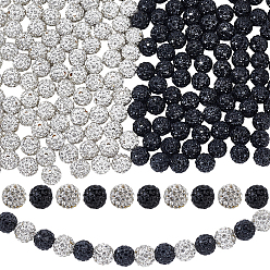 Mixed Color 200Pcs 2 Colors Pave Disco Ball Beads, Polymer Clay Rhinestone Beads, Grade A, Round, Mixed Color, 10mm, Hole: 1.5mm, 100pcs/color