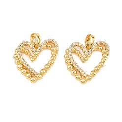 Золотой Латунные микро проложить кубического циркония подвески, сердце прелести, золотые, 18x18x3 мм, отверстие : 3x4 мм