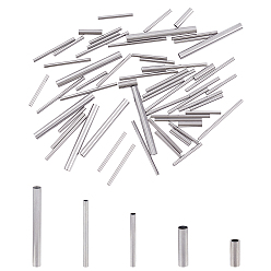 Stainless Steel Color 304 Stainless Steel Tube Beads, Stainless Steel Color, 74x72x17mm, 10~33x1.5~3mm, Hole:1~2mm, 30pcs/shape, 150pcs/box