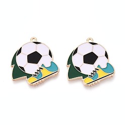 Разноцветный Подвески из эмали и сплава, футбольный мяч с подвесками в виде бутс, золотые, красочный, 25x24.5x1 мм, отверстие : 1.2 мм