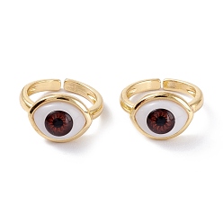 Dunkelrot Messing Manschettenringe, offene Ringe, mit Harzkügelchen, langlebig überzogen, echt 18 k vergoldet, bösen Blick, dunkelrot, 3 mm, Innendurchmesser: 17 mm