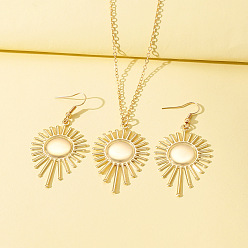 Золотой Комплект из ожерелья с подвеской из сплава Sun и сережек-подвесок, золотые, 475 мм