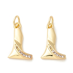 Letter L Подвески из экологически чистой латуни с микропаве из прозрачного кубического циркония, долговечный, реальный 18 k позолоченный, без кадмия, без никеля и без свинца, letter.l, 15.5x10x3 мм, отверстие : 3.5 мм