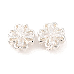 Серебро Латунные микропаве из прозрачного кубического циркония, без кадмия, без никеля и без свинца, клевер, серебряные, 13x13x8 мм, отверстие : 1.8 мм