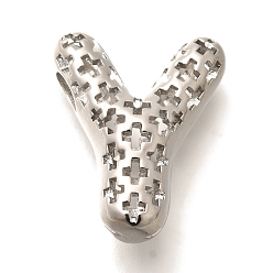 Letter Y Латунные подвески, подвески с полыми буквами, стойки покрытие, долговечный, без кадмия и без свинца, Письмо Y, 23x18.5x9.5 мм, отверстие : 5x2.7 мм