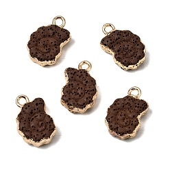 Кокосово-Коричневый Подвески из окрашенного синтетического лавового камня, Подвески в форме раковины с латунной окантовкой, золотые, кокосового коричневый, 20~21x13.5~14x7 мм, отверстие : 2 мм