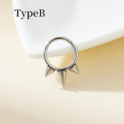 Нержавеющая Сталь Цвет 316 хирургические кольца для носа из нержавеющей стали с шипами, конус, цвет нержавеющей стали, 8 мм, штифты : 1.2 мм