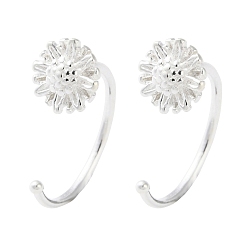 Цветок 999 тонкие серебряные серьги-гвоздики, серебряные, цветок, 13x5 мм