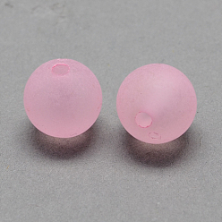 Perle rosa Transparenten Acryl-Kugel Perlen, bereift Stil, Runde, Perle rosa, 12 mm, Bohrung: 2 mm, ca. 520 Stk. / 500 g
