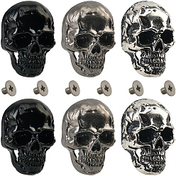 (52) Непрозрачная лаванда 6шт. 3 цветные литые декоративные заклепки, с винтом, для кошелька, , украшение кожаных ремесел, череп, разноцветные, 35.5x25x13 мм, 2 шт / цвет