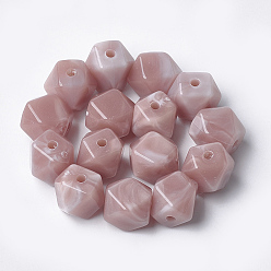 Rosy Brown Acrylic Beads, Imitation Gemstone Style, Polygon, Rosy Brown, 11.5x10x10mm, Hole: 2mm, about 428pcs/500g