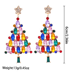 Рождественская елка Рождественские серьги-гвоздики из сплава, со стразами, золотые, рождественская елка, 60 мм
