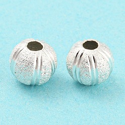 925 Sterling versilbert Messing Perlen, cadmiumfrei und bleifrei, , Runde, 925 Sterling versilbert, 6x5 mm, Bohrung: 1.5 mm