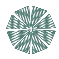 Teal 430 Stainless Steel Filigree Joiners, Spray Painted, Etched Metal Embellishments, Triangle, Dark Green, 37.5x26.5x0.5mm